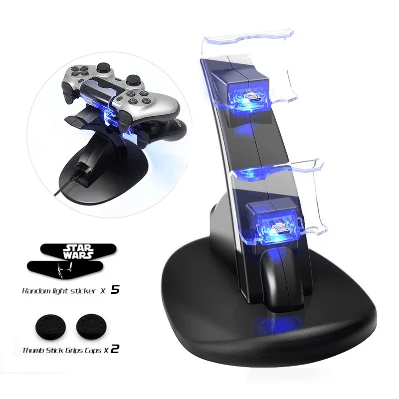 Controller Charger For PlayStation 4 LED Dual USB Charging Dock Station for Dualshock 4/PS4 Slim Pro Gaming Controller