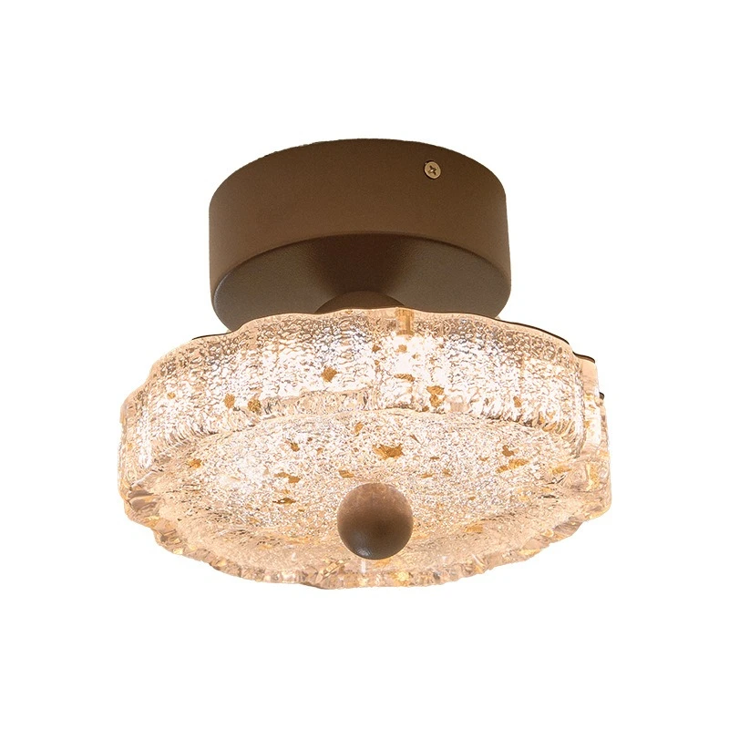 

French antique creative flower ceiling light retro gold foil corridor aisle light