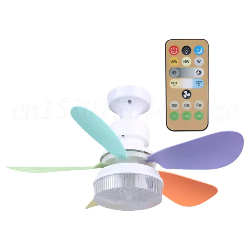 E27 Socket Ceiling Fan Ceiling Fan with Light Remote 3 Gear Wind Speed Wireless Fan Dimmable 5 Blades for Living Room Bedroom