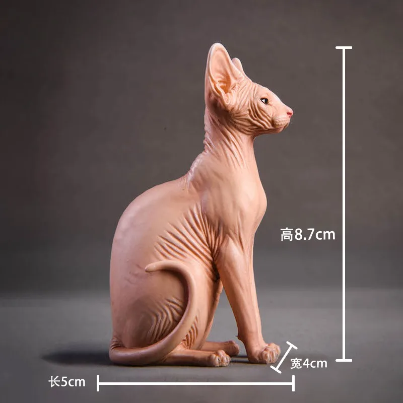 JXK 1/6 Scale Sphynx Hairless Cat Model Squatting Posture Simulation Cat Toy Figures Resin Model Accessories