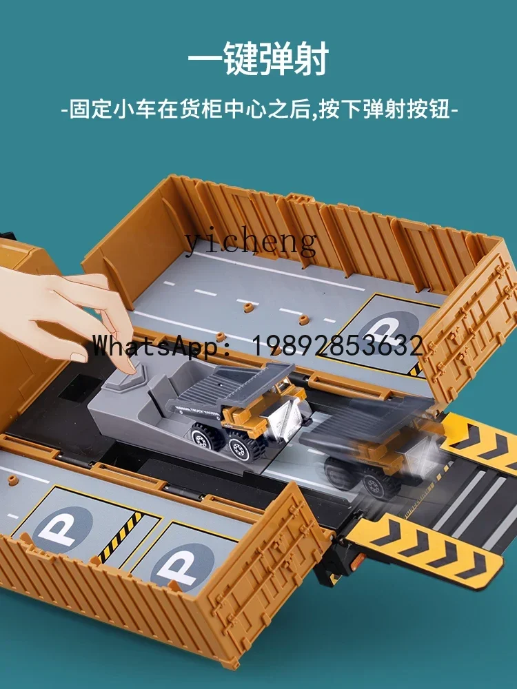 Ah caminhão contêiner infantil, engenharia, escavadeira, guindaste, caminhão de brinquedo, terno de liga