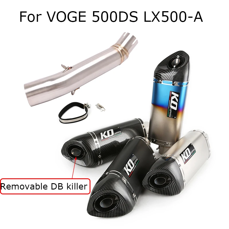 

51mm Exhaust System Motorcycle Esape Pipe Mid Connect Link Stainless Steel With DB Killer Muffler Slip On For VOGE 500DS LX500-A