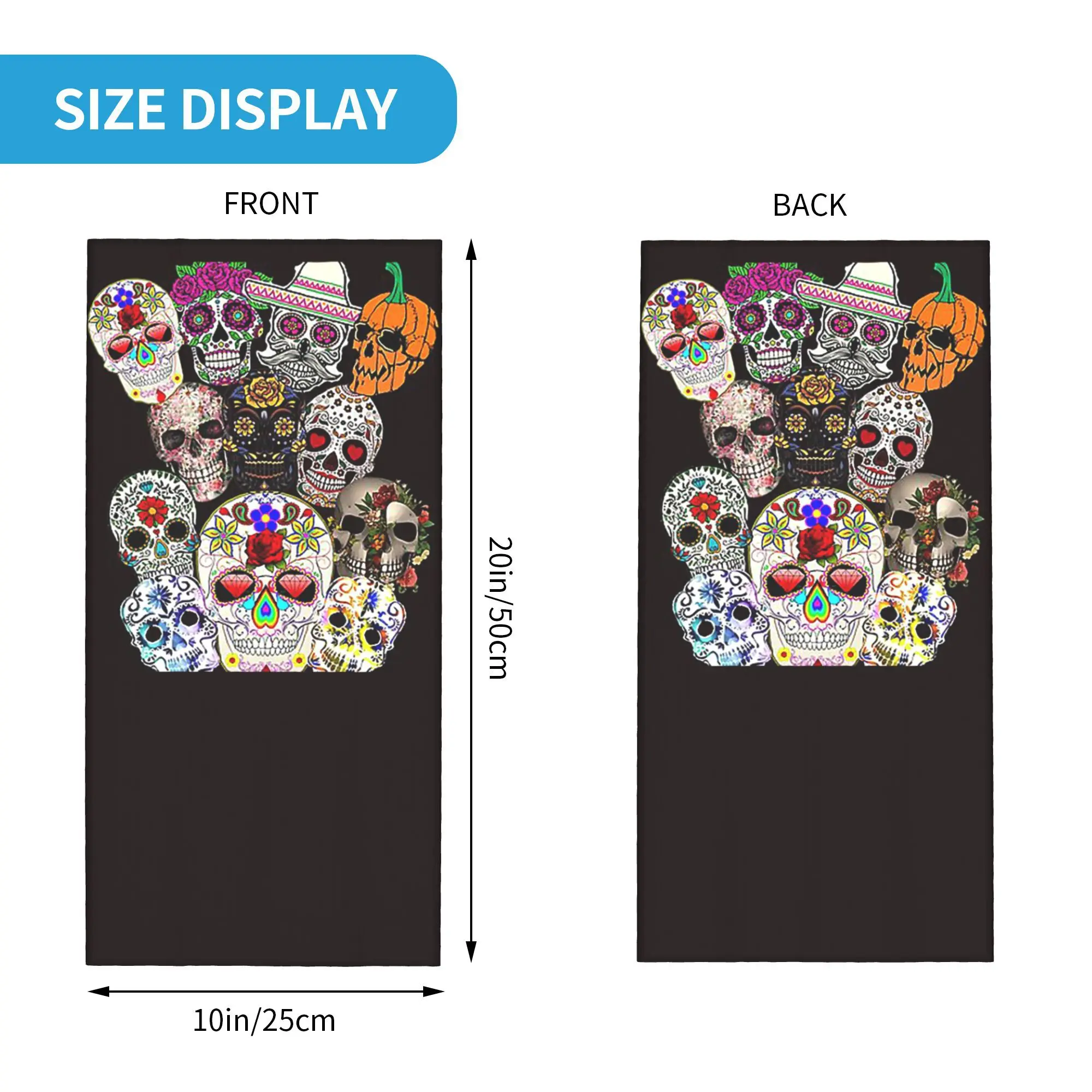 죽은 자의 날 예술 멕시코 설탕 해골 두건 넥 커버 프린트 랩 마스크 스카프 따뜻한 사이클링 스카프 라이딩