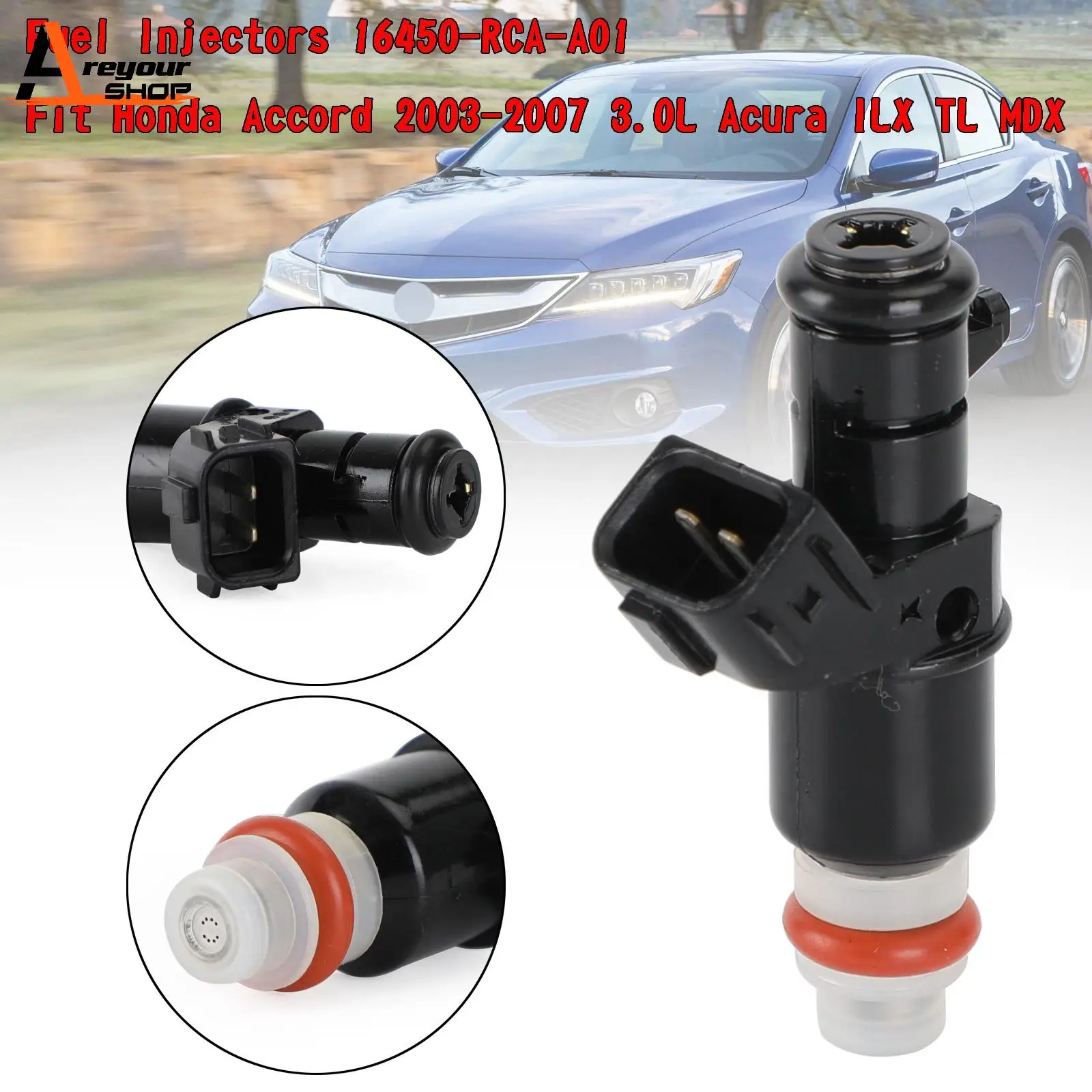 Areyourshop 1PCS Fuel Injectors 16450-RCA-A01 Fit For Honda Accord 2003-2007 3.0L Acura ILX