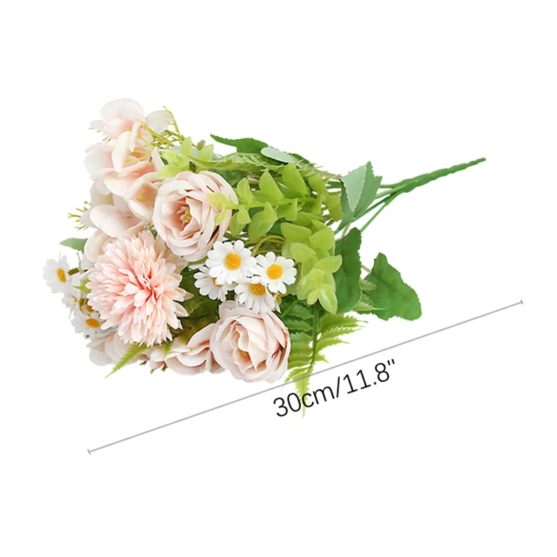 New Multicolor Mixed Flower Beautiful Pink Artificial Flower Hydrangea Dandelion SilkFake BouquetHome Wedding Decoration
