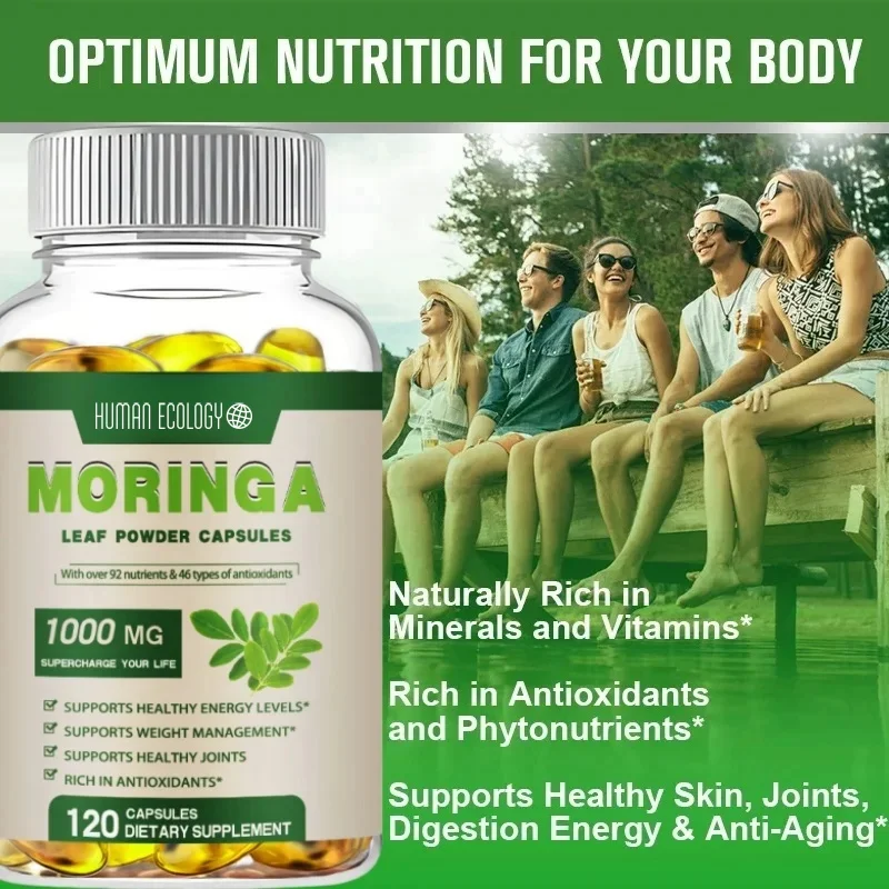 SAÚTH Moringa Oleifera 1000 mg Cápsulas Potência Extra 50:1 Extrato Energizante Antioxidante, 60/120 Cápsulas Vegetarianas