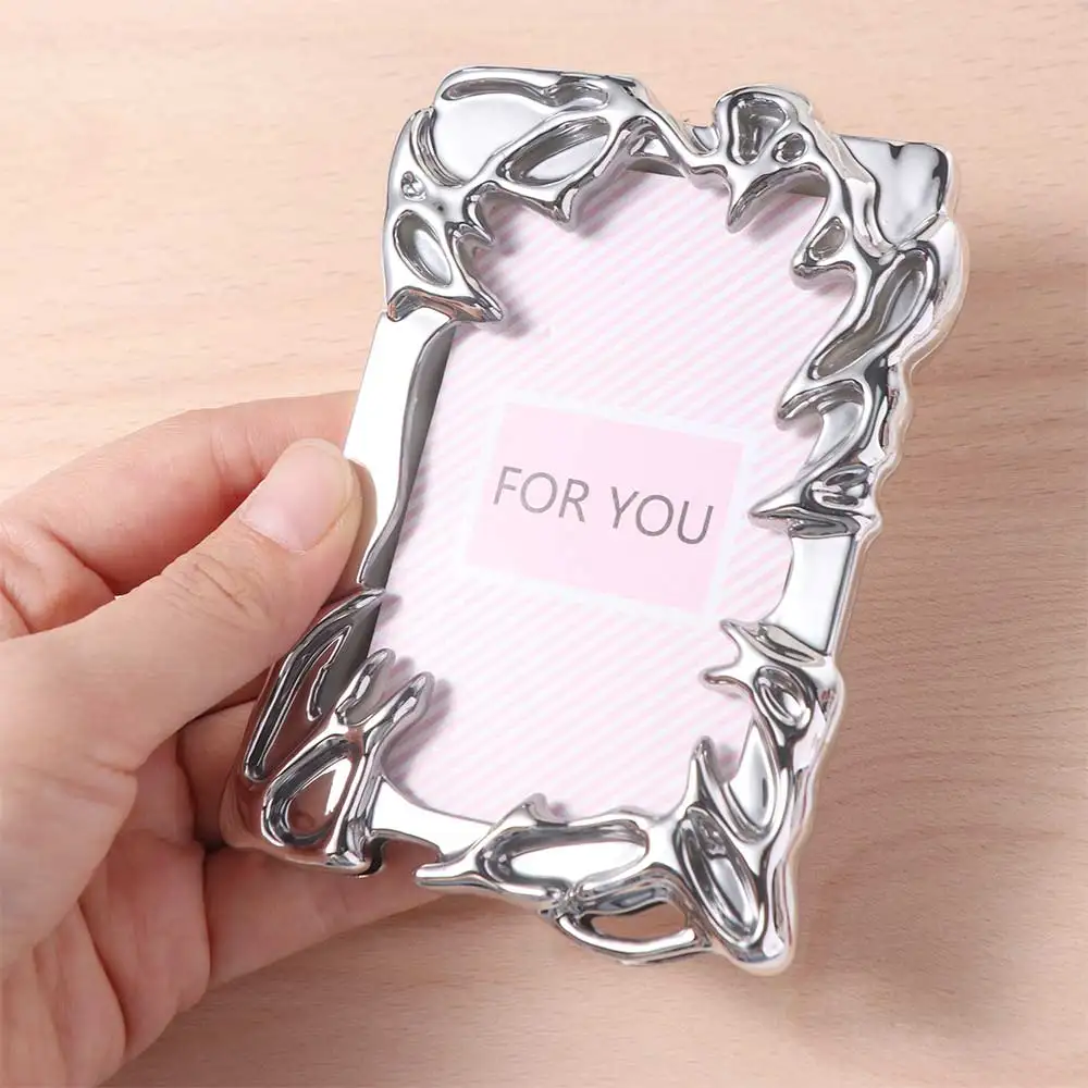 Electroplate Photocard Holder Special-shaped Card Sleeve Photo Card Frame Metallic Style Silver Idol Photo Display Stand