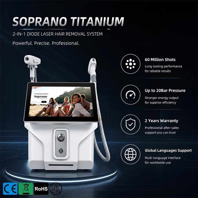 2026 Desktop 6 Waves 2-in-1 Laser Beauty Machine Ice Cooling Hair Removal Tattoo Freckle Carbon Peel Skin Rejuvenation Salon Use