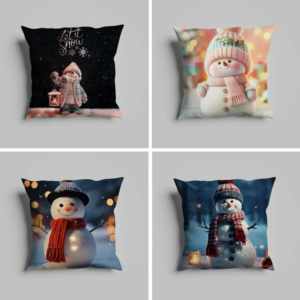 

Christmas Winter Snowman Pillow Case luxurious home office, sofa decorative Multi sized car seat cushions, pillowcases