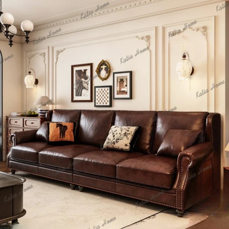 Factory Direct Classic Brown Living Room Sofas Leather Designer Luxury Cheap Lazy Sofa Lounge Modern Soft Divani Per Soggiorno H