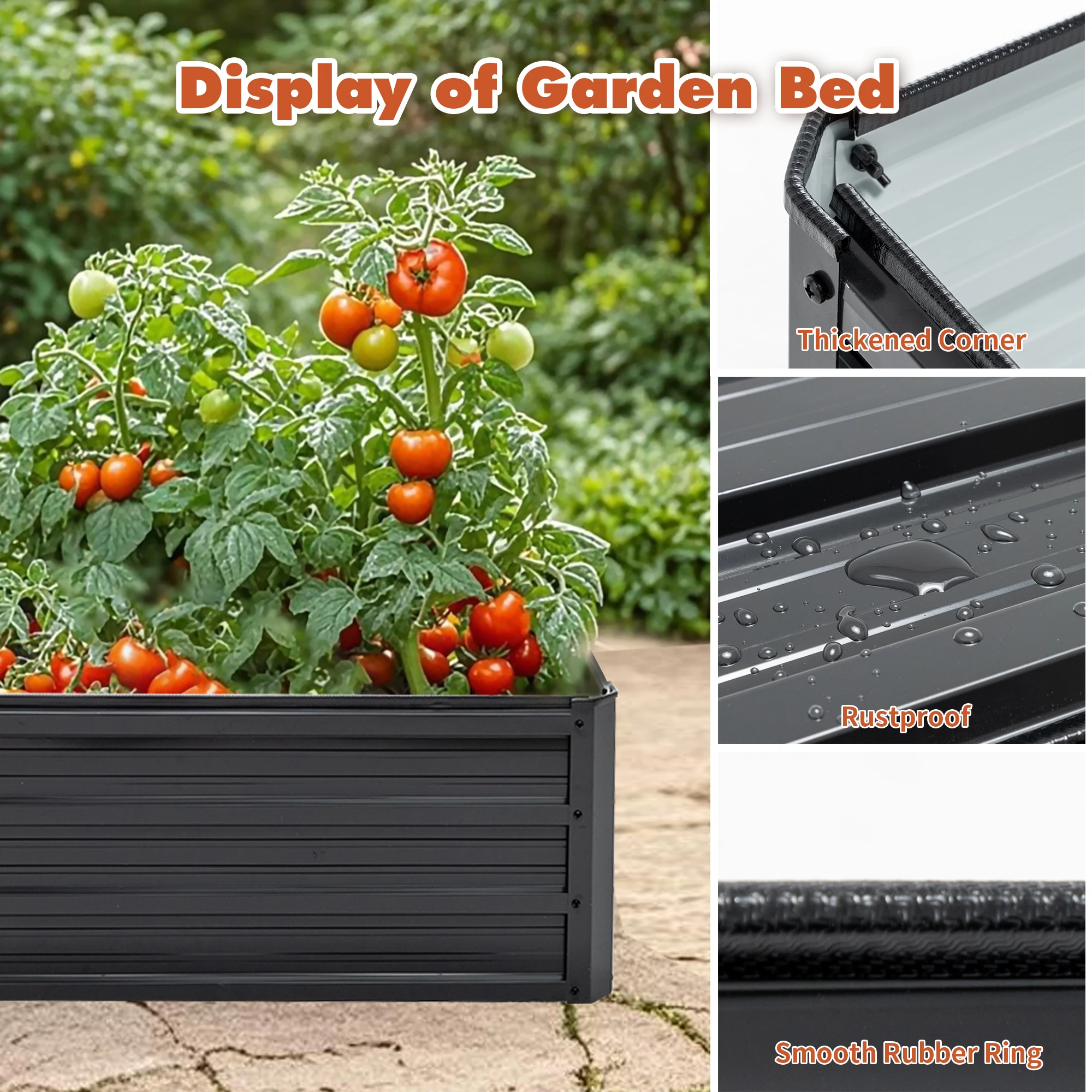 4x3x1ft Metal Raised Garden Bed,Deep Root Outdoor Galvanized Planter Box,Patio Kit Planting Beds for Vegetables Flowers Herb,Bla