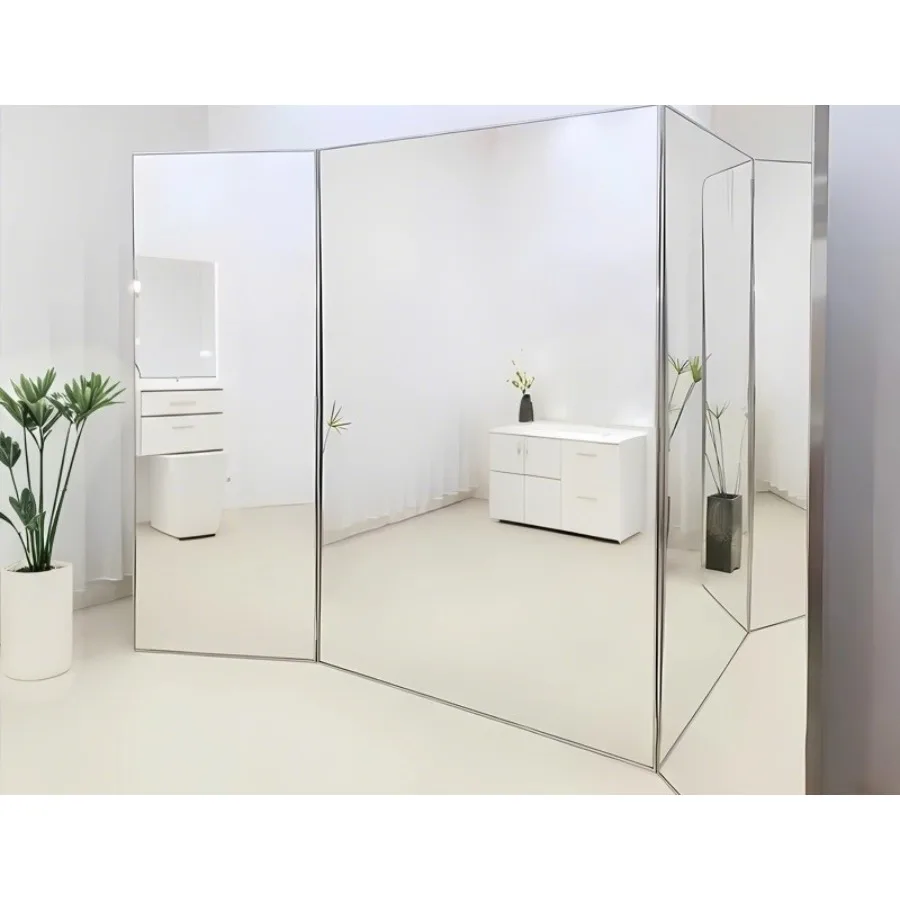 Three-sided folding mirror wedding shop fitting mirror floor-to-ceiling full-body tri-fold mirror