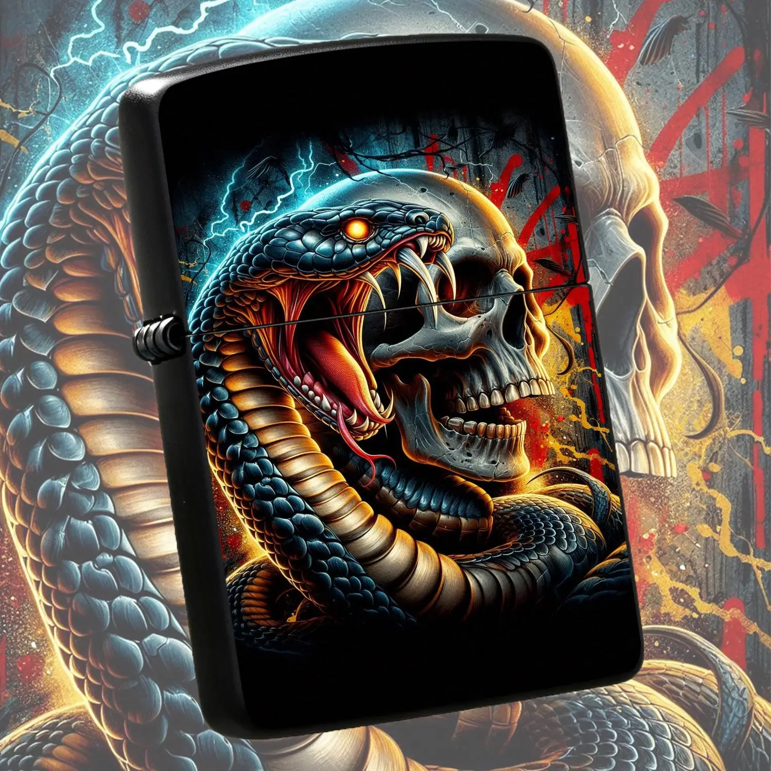 Stylish Viper Skull Themed Portable Lighter, Unique Art Pattern All-Scene Usable Ignition Accessory, Ideal For Daily Commute Outdoor Trips, Exquisite Trendy Practical Gift Choice For Friends And Hobbyists, Durable High-Identification Person