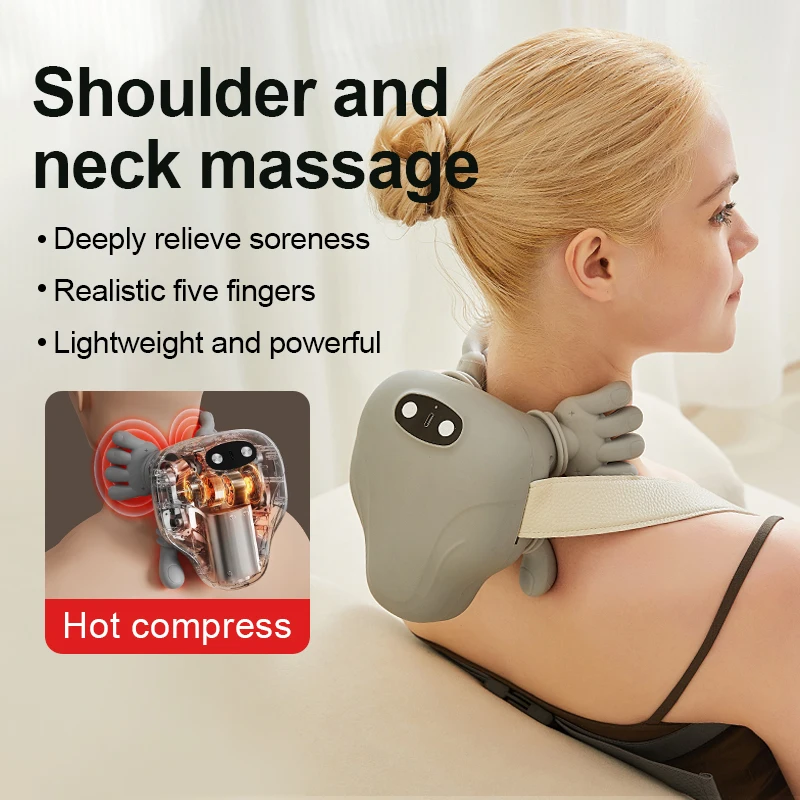 Jinkairui Wireless Neck Massager Imitates Human Hands to Knead Massage to Relieve Neck/Shoulder painMmassage Shawl