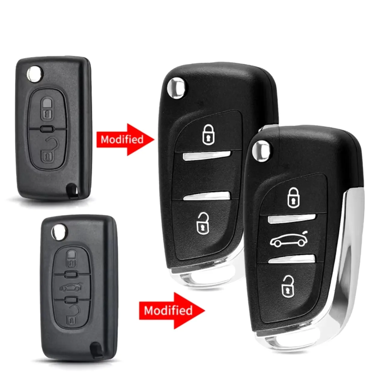 Jingxin 2/3 Buttons Modified Flip Car key for Peugeot Partner 307 308 407 408 3008 ASK/FSK 433MHz PCF7961 HU83/VA2 CE0536 Remote
