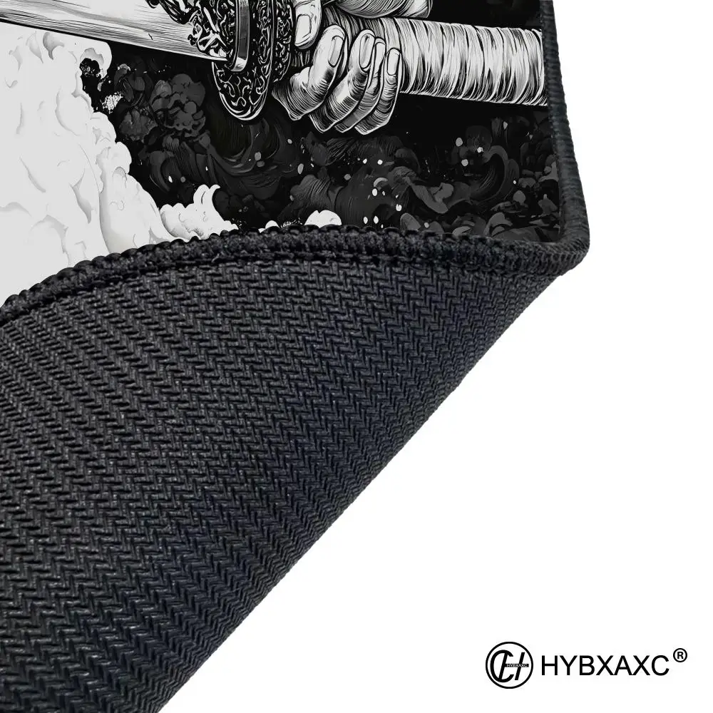 Samurai sword Black And White Mouse Pad Anime Computer Accessories HYBXAXC Office Laptop Desk Mat Carpet Gaming Game Play Mat