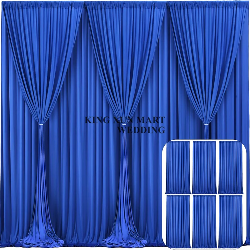 New 6pcs 5x10ft Panel Wedding Backdrop Curtain Polyester Stage Background Our Door Wedding Photo Booth Event Party Decorate