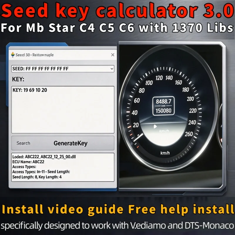 2026 hot , Seed Key Calculator 3.0 For MB Star C4 C5 C6 Seed Key Calculator Online Service for Vediamo Monaco Unlock ECU Access