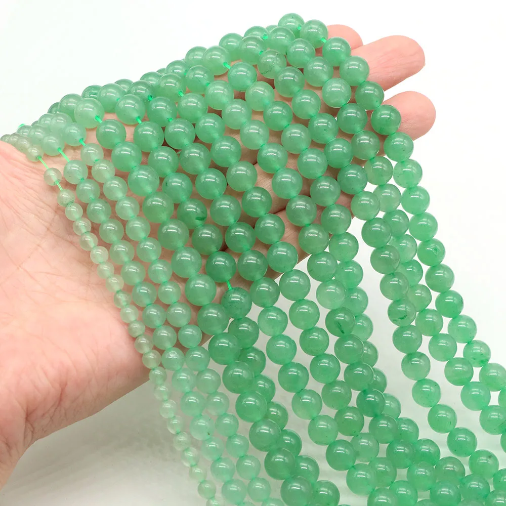 Natürliche grüne Aventurin-Steinperlen, 2, 3, 4, 6, 8, 10 mm, runder Edelstein, lose Perlen für Schmuck, DIY-Herstellung, Armband-Zubehör, 38,1 cm