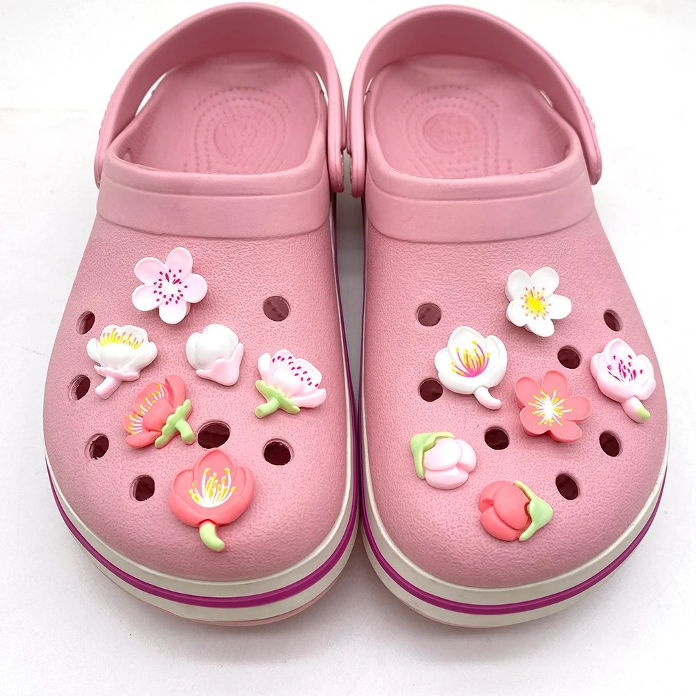 12Pcs 3D Candy Flower DIY Shoe Charms For Clogs Bubble Slides Sandals Removable Shoe Decorations Accessories Christmas Gift