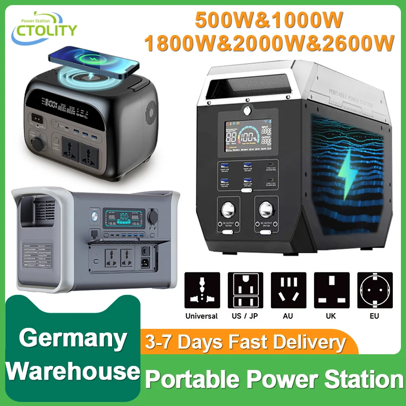 2048Wh 2600W Portable Power Station 2400W 1800W Solar Generator 345.6Wh 1024Wh LiFePo4 Batteries Energy Storage Supply Camping