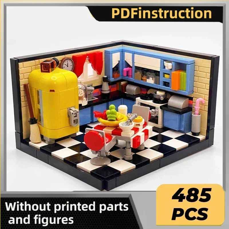 

Маленькая диорама, модель Moc, строительные кирпичи, кухня и современная спальня, технология, модульный блок, подарок, рождественская игрушка, набор «сделай сам», сборка