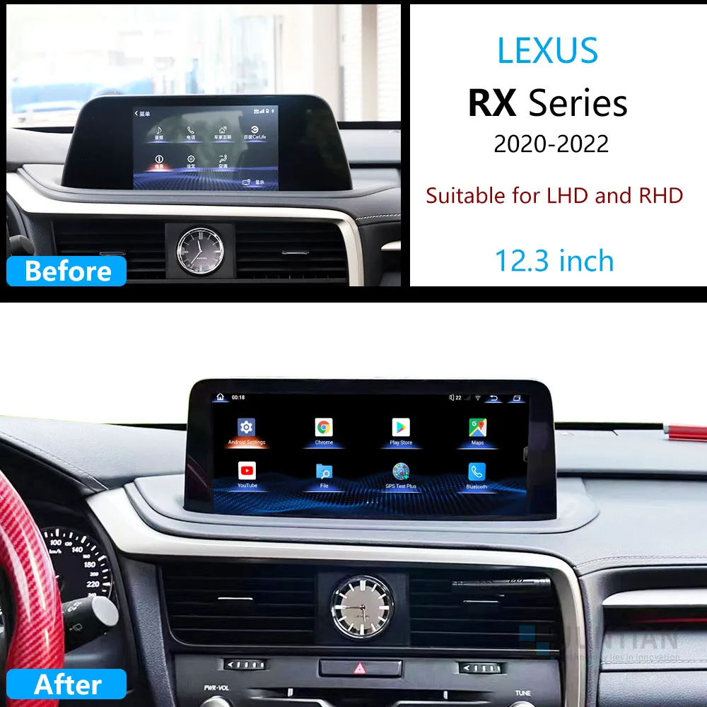 لسلسلة لكزس RX 2020-22 أندرويد 14 مشغل وسائط متعددة للسيارة الملاحة نظام تحديد المواقع Carplay السيارات 12.3 بوصة HD شاشة LHD و RHD #2