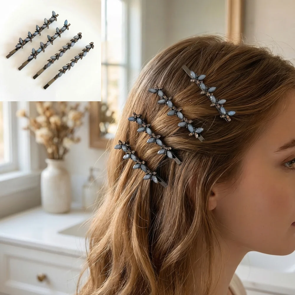 

2 шт./компл. Нежные серые опаловые заколки-бабочки для волос для женщин и девушек, металлические заколки-невидимки, элегантные повседневные и свадебные аксессуары для волос