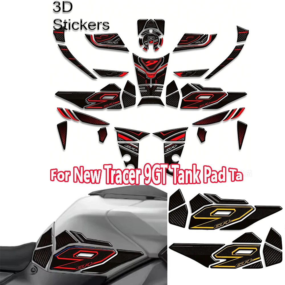 

Motorcycle For New Tracer 9GT + 9GT+ Tank Pad TankPad Cap Grips Gas Fuel Knee Stickers Decals Protector 2025 2026