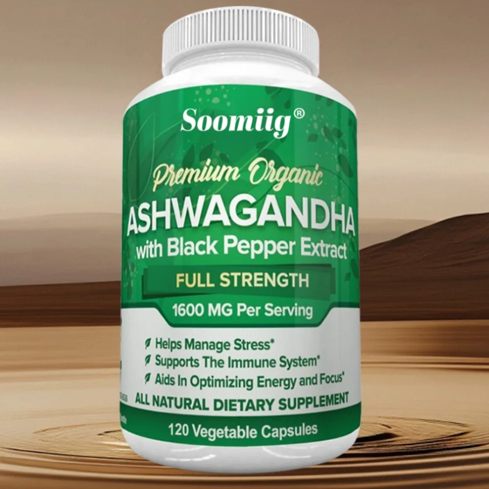 Organic Ashwagandha with Black Pepper, Stress and Mood Support, Supports Balanced Energy Levels & Positive Outlook