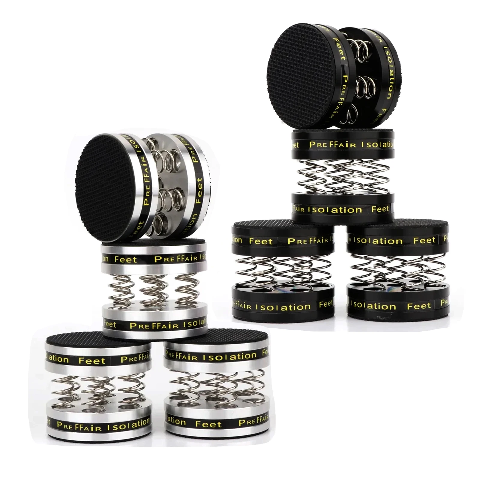 4PCS Speaker Isolation Stand Feet, Aluminum Spring Shock Absorption, Amplifier/DAC/Turntable Vibration Speaker Base Pad