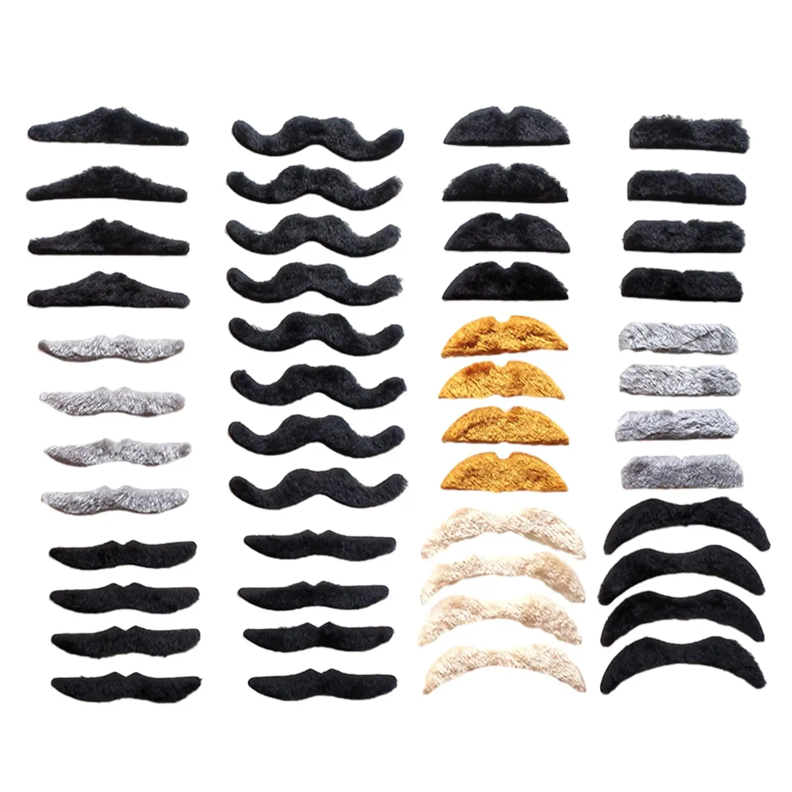 48Pcs Fake Mustaches 6 Designs Decorative False Mustaches for Halloween Costume