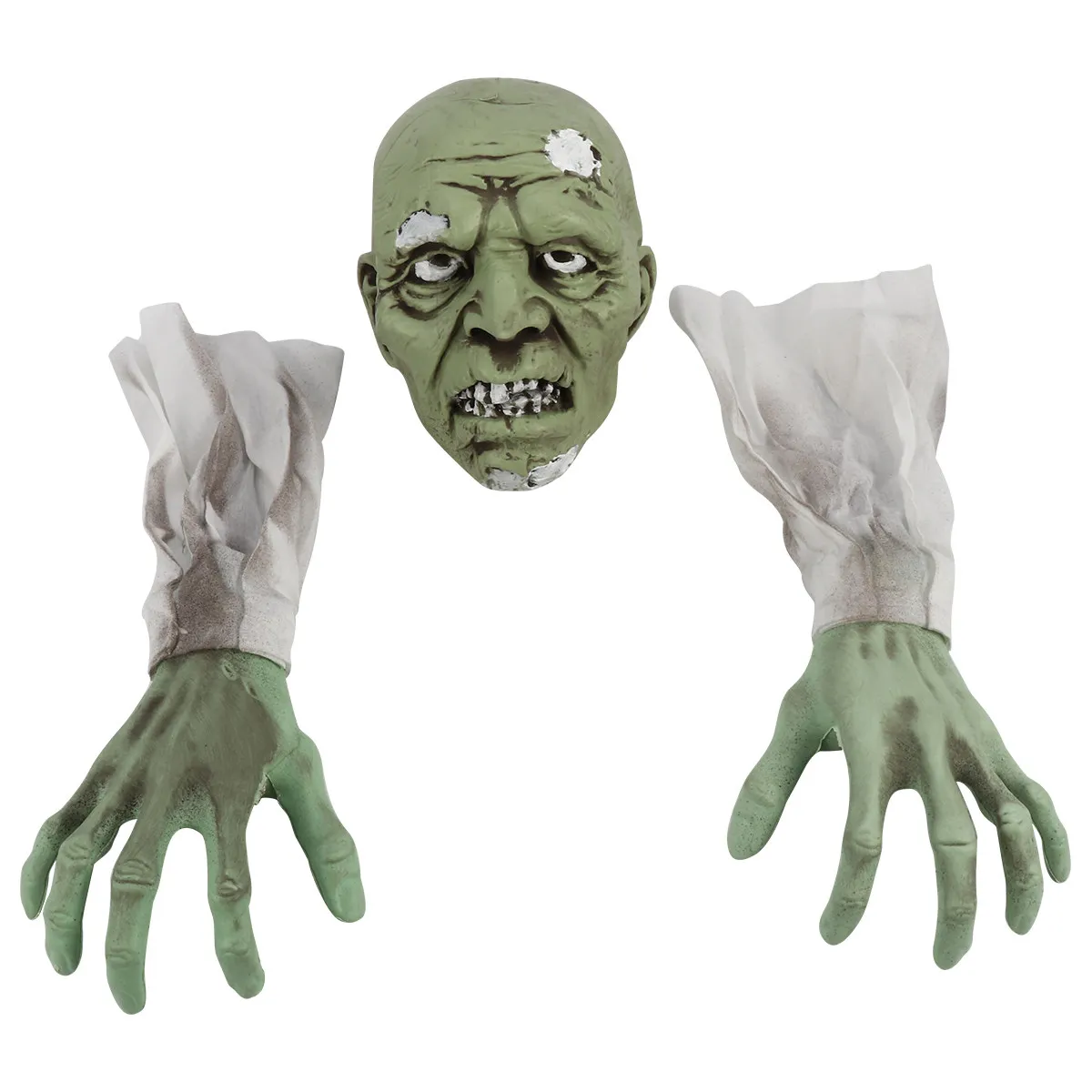

1Set Realistic Zombie Ground Stakes Set with 2 Arms 1 Face for Halloween Yard Cemetery Decoration Scary Outdoor Decor