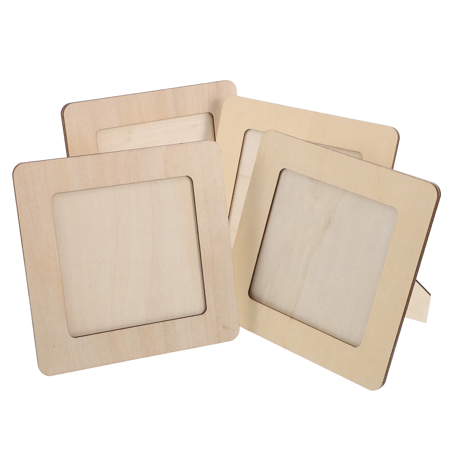 

4 Pcs Photo Frame Wooden Picture Frame Decoration Unfinished Craft Clay DIY Kits Sturdy Longtime Use Decorative Display Home
