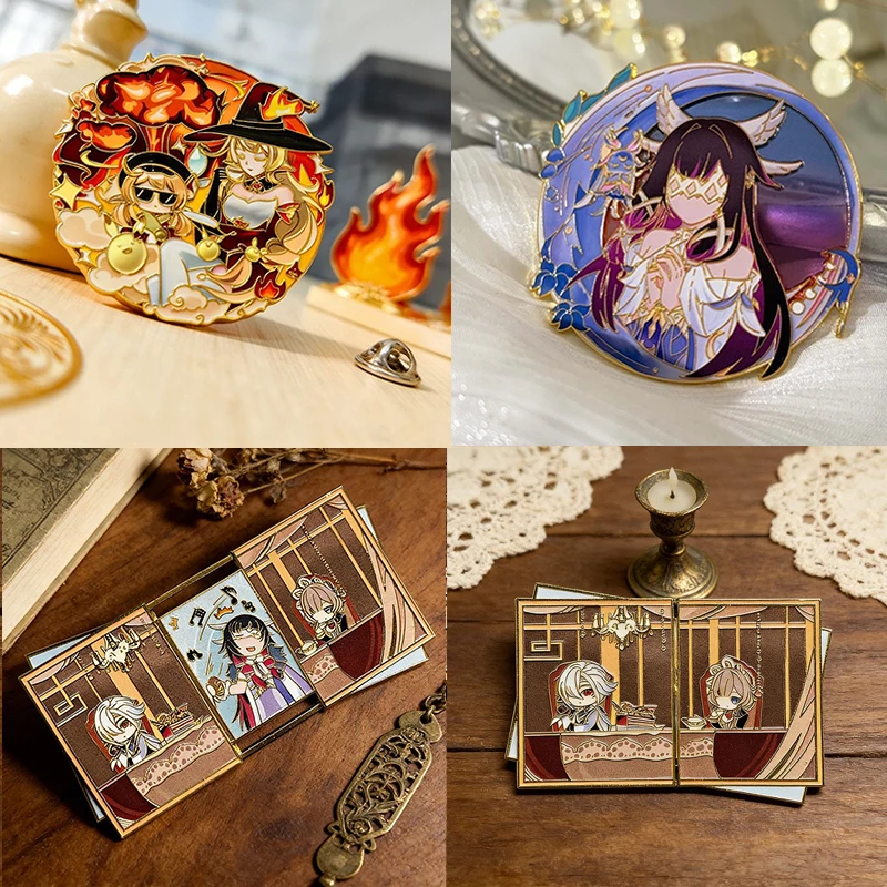 Genshin Impact Columbina Sandrone Klee Alice Pins Kawaii Anime Cartoon Badges Halloween Party Ornament Exquisite Decorations