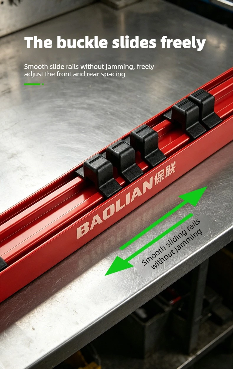 1/2" 3/8" 1/4" Steckschlüssel-Organizer-Rack, PVC-Gleitschiene mit Anti-Rutsch-Stahlkugelklammern, Modulare Kombi-Ablage, Garagen-Essentials – Detail 9