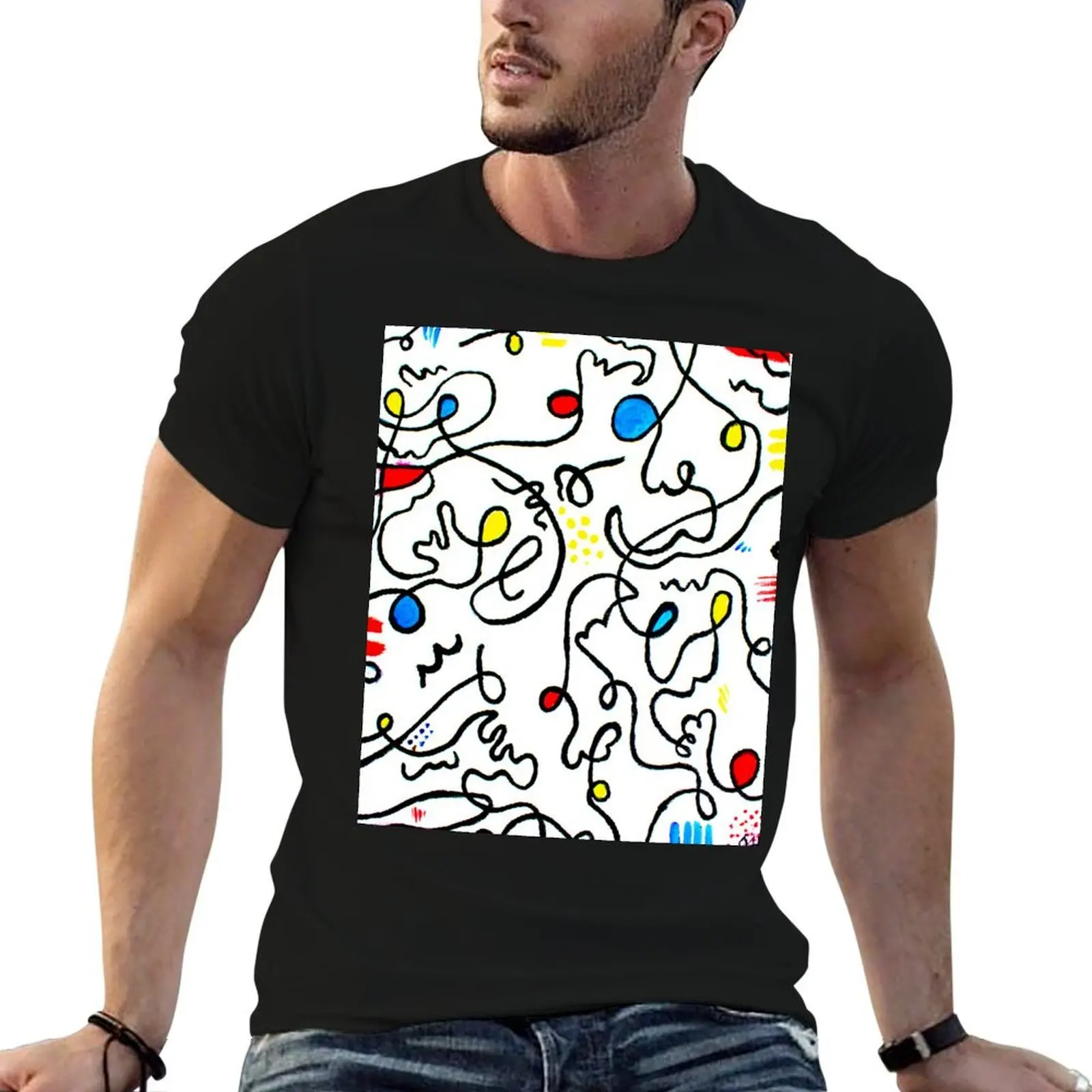 

Abstract Faces T-Shirt t shirts for man graphic funny funny t shirts cotton T-Shirt