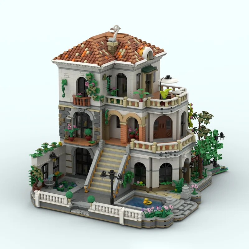 

6906pcs MOC Riviera Courtyard Manor Modular Streetscape Model Building Blocks Architecture Toys Christmas Gifts Education Kids