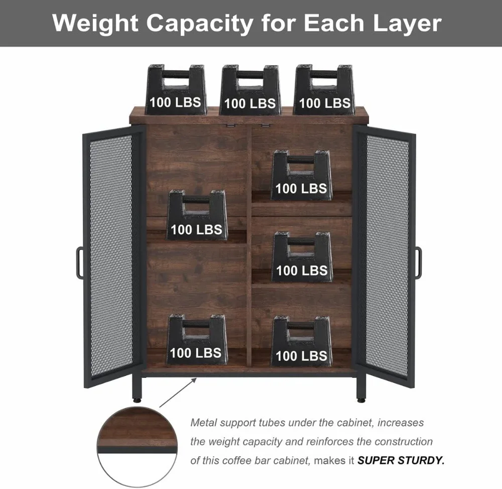 커피 바 주류 보관 캐비닛, 가정용 주방 소형 수납장, 농가 스타일 사이드보드 뷔페 캐비닛, 산업용 알코올 보관함