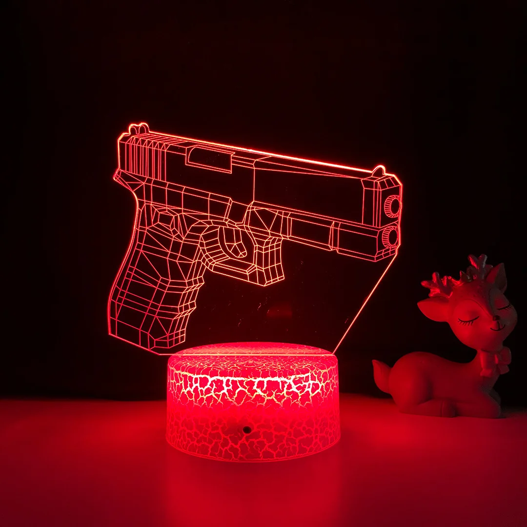 Nigdhn pistola de luz nocturna para niños, lámpara de noche de ilusión 3D, decoración de dormitorio, lámpara LED de escritorio de mesa, regalo de cumpleaños de Navidad