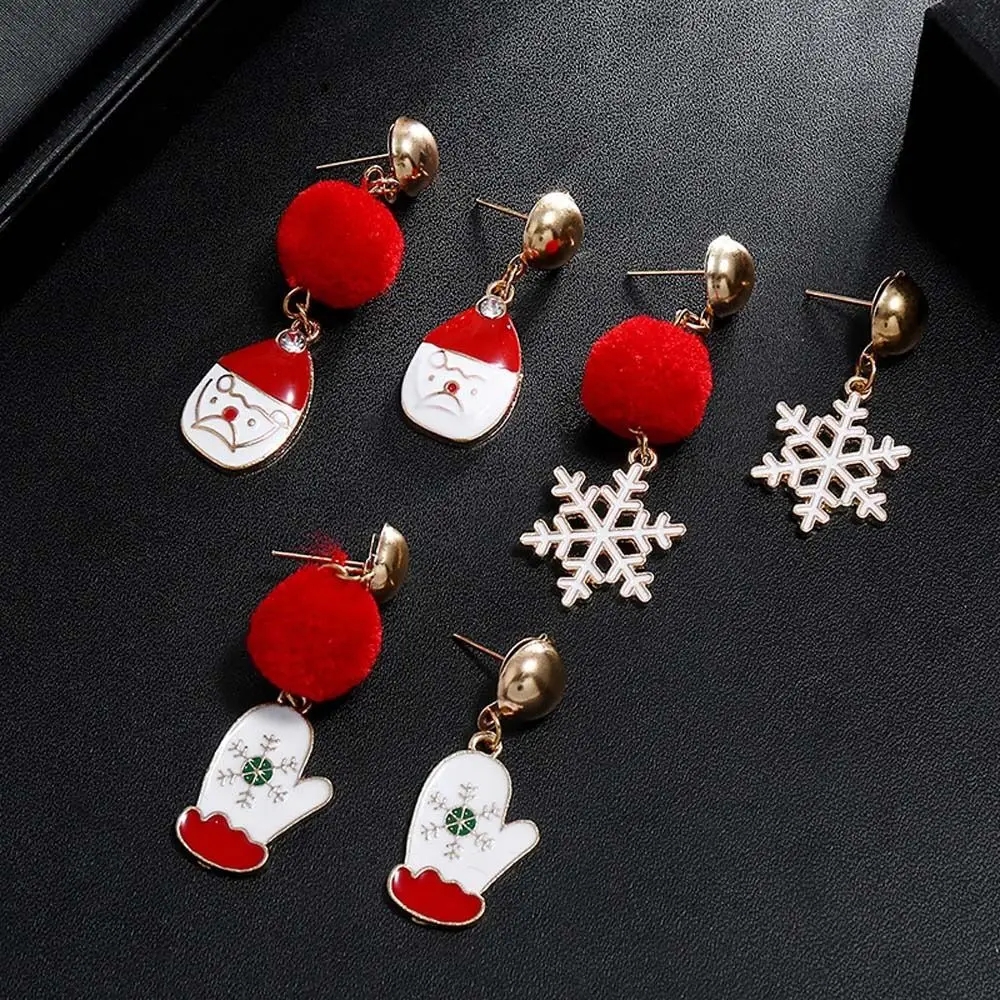 Drop Earrings Santa Claus Jewelry Accessories Snowflake Christmas Ear Hook Snowman Plush Dangle Earring Christmas Earrings