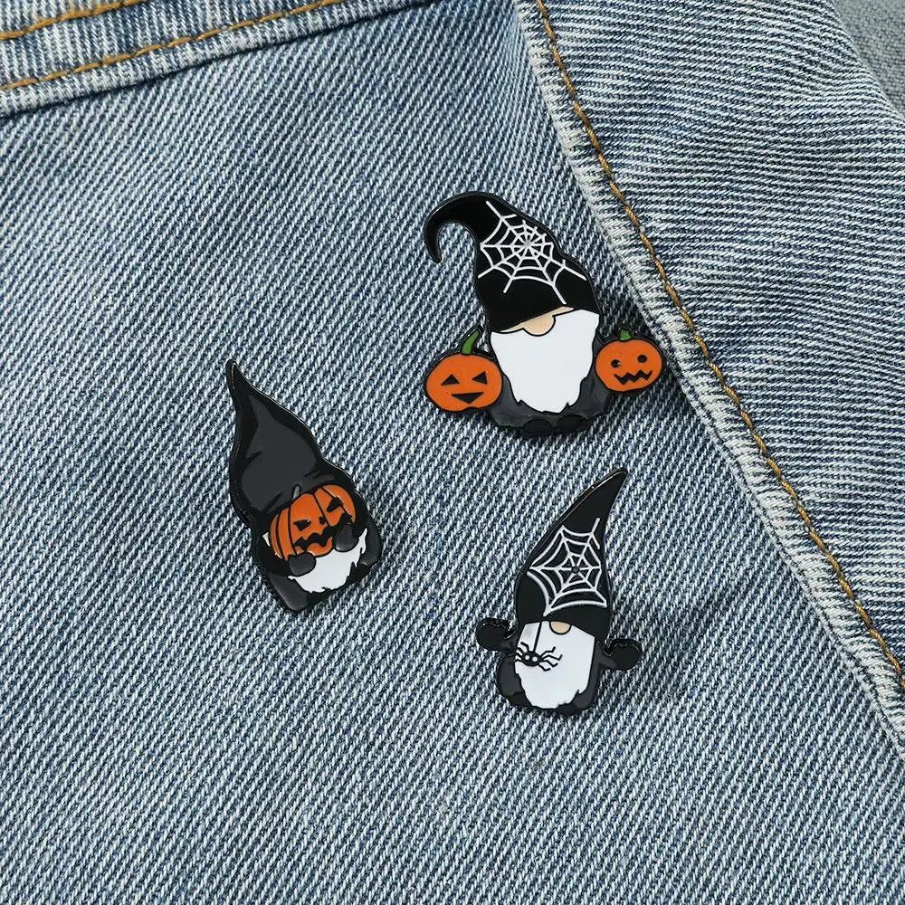 Schattige Cartoon Gezichtsloze Oude Man Emaille Pin Gothic Tovenaar Badge Schattige Pompoen Spookbroche Halloween Sieraden Accessoire Geschenken