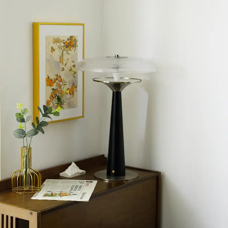 Modern Industrial Style Solid Wood Designer Touch Rechargeable Table Lamp Hotel Bedroom Bedside Lamp Fixture