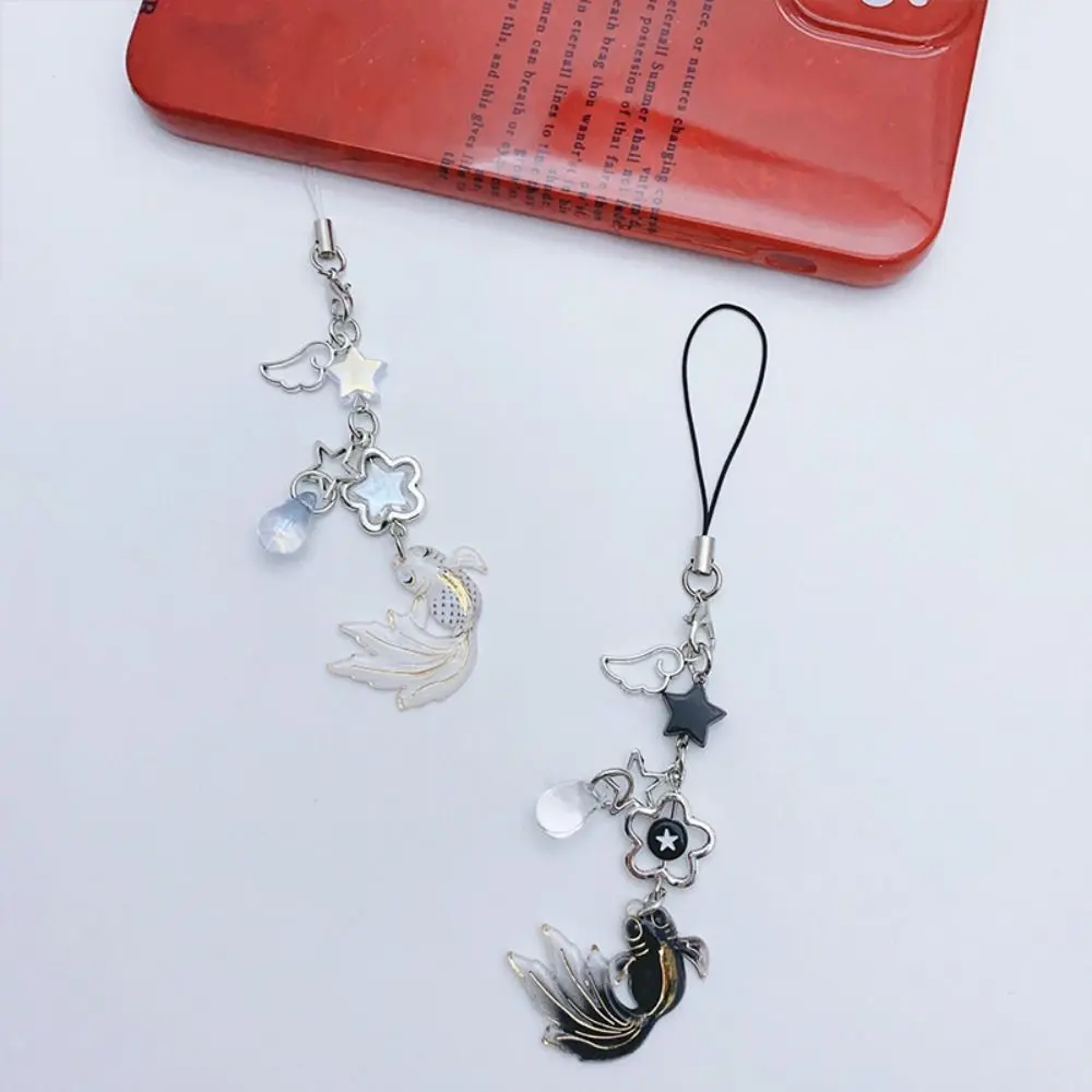 Good Luck Mobile Phone Chain Sweet Koi Beaded Phone Beaded Charm Waterdrop Flower Phone Lanyard Purse