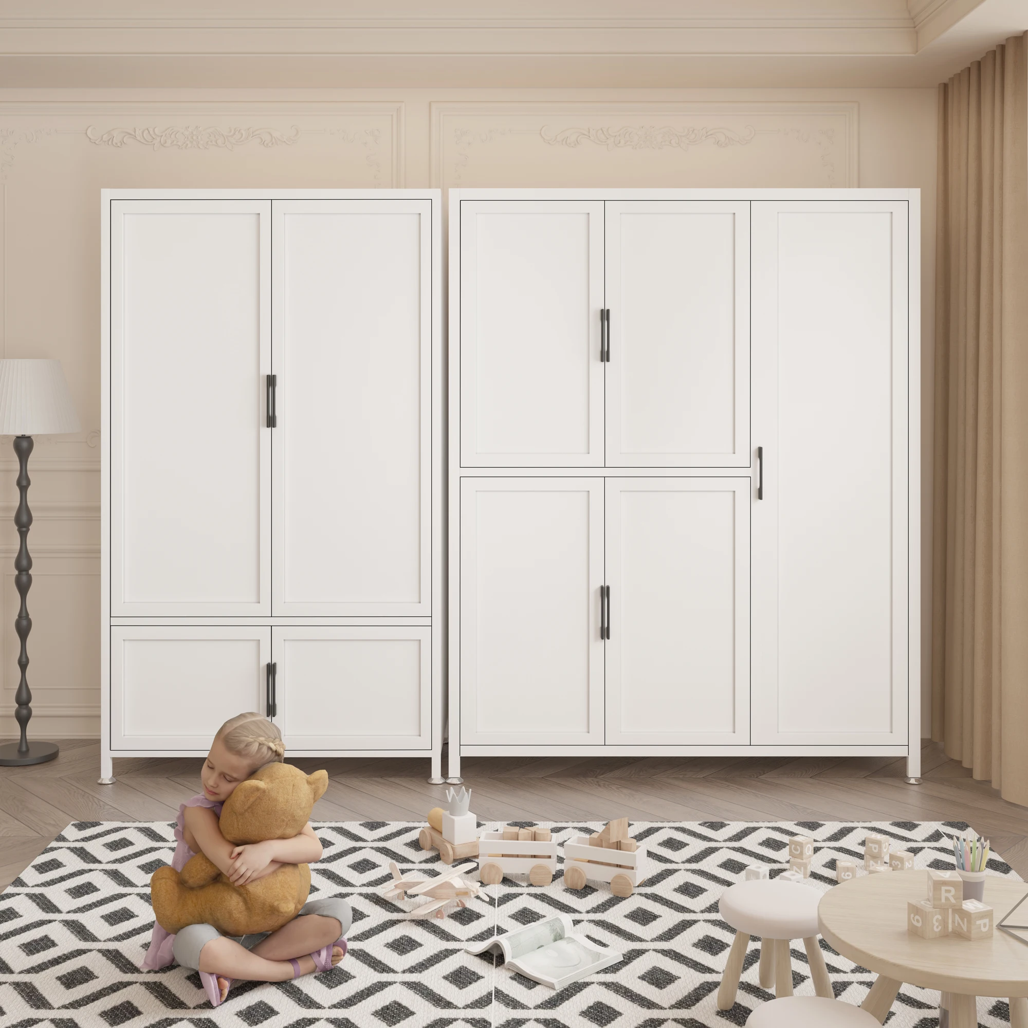 Simple wardrobe bedroom home rental room children's assembly metal wardrobe storage cabinet new 2025 popular wardrobe