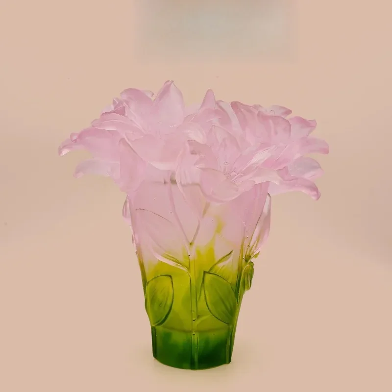 

Lily glazed vase ornament living room flower arrangement Xuan ornament