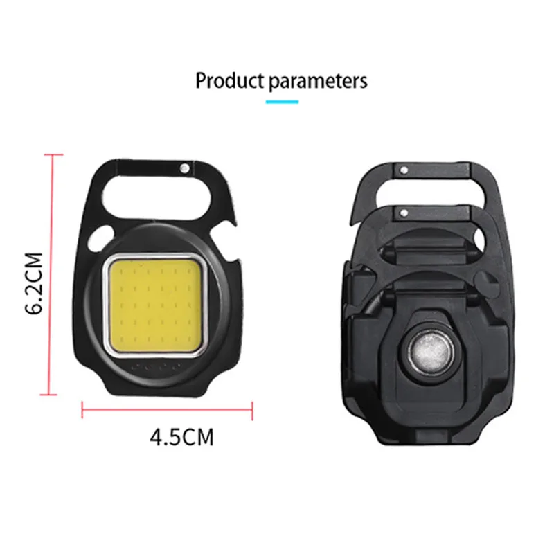 Luz Brillante Mini linterna para reparación de motocicletas portátil multifuncional Cob Luz de inundación recargable llavero Luz