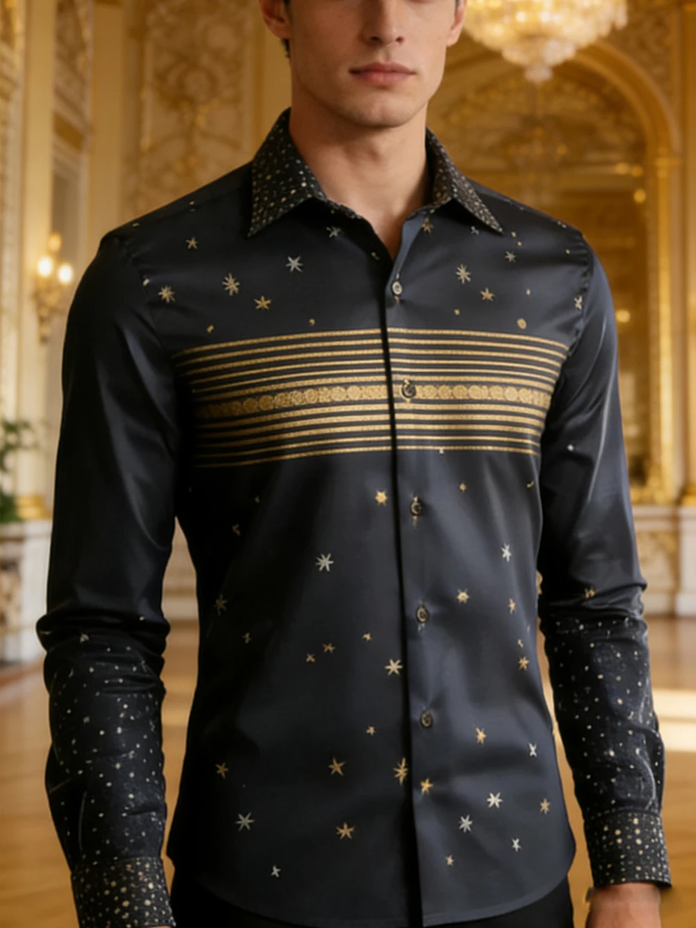 Camicia da uomo con stampa 3D del drago dorato della linea semplice Hawaii Beach Leisure Vacation Abiti da strada per feste aziendali con risvolto a maniche lunghe