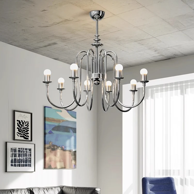 Vintage Aluminum Creative Candle Holder Pendant Light Suitable for Living Room Bedroom Villa Chandelier Home Decoration Luster