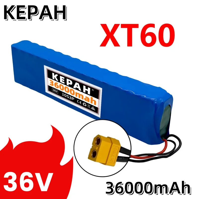 36V 36Ah 18650 Rechargeable Lithium Battery Pack 10S3P 600W Power Modified Bicycle Scooter Electric Vehicle with BMS